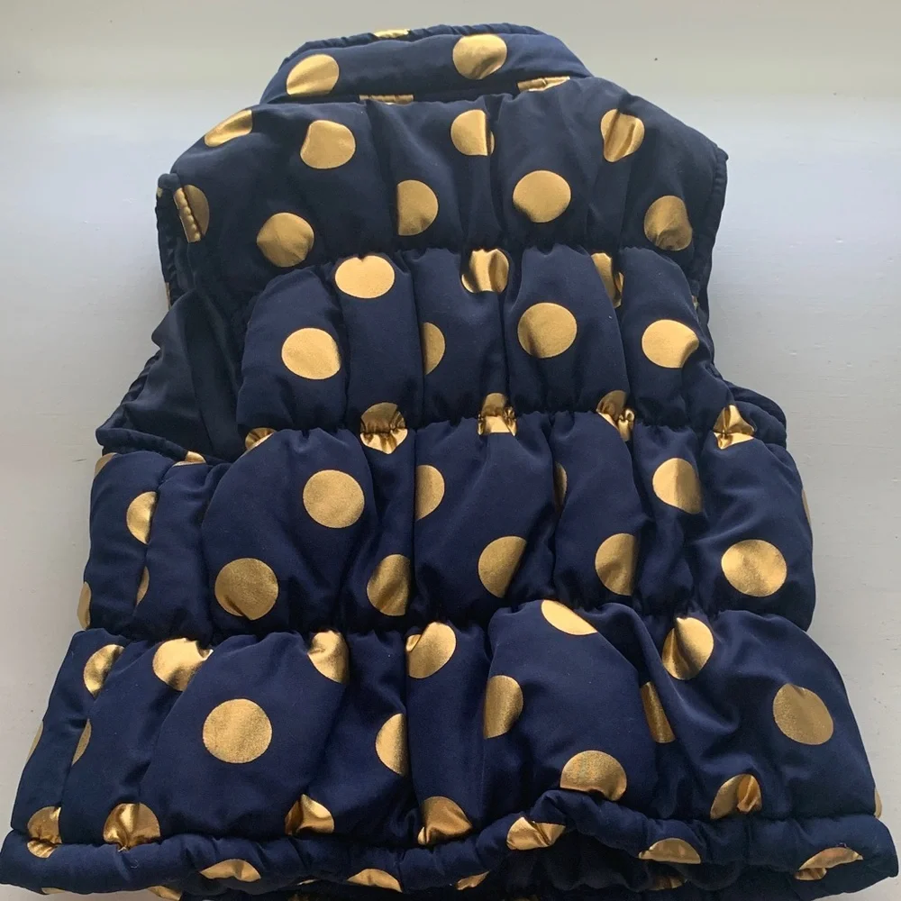 Navy Puffer Vest with Gold Polka Dots 3T - Picture 3 of 5